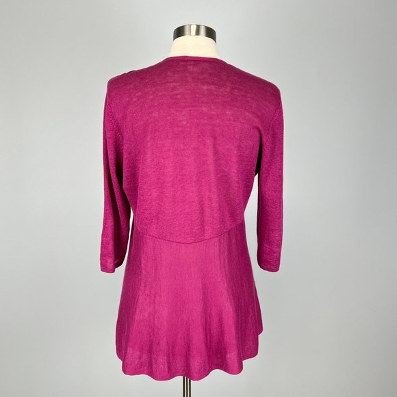 Eileen Fisher Womens Linen Silk Open Front Cardigan Sweater Raspberry size Small - Picture 6 of 12